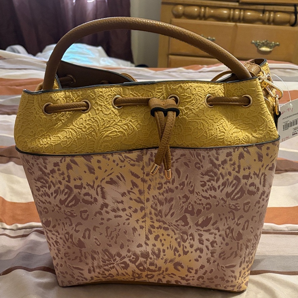 Cato Yellow and Brown Patterned Shoulder Bag